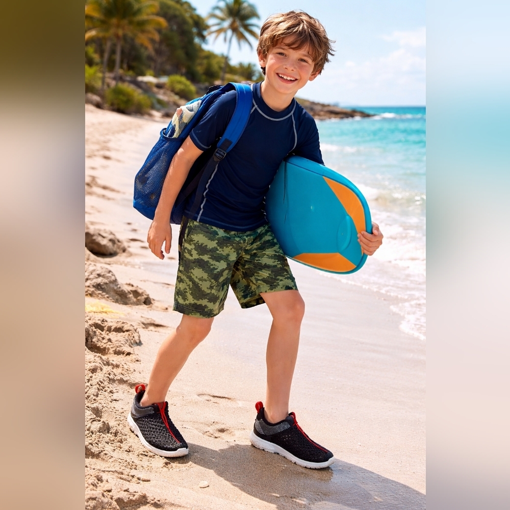 Rugged Shark Boys Water Shoes Mesh Slip-On Sport Beach Active USA 5